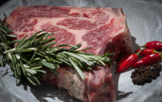 Steak meat raw herbs