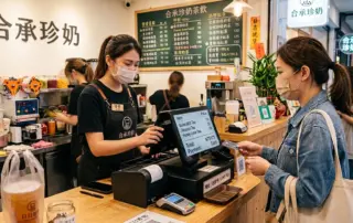 手搖飲店員結帳開立統一發票